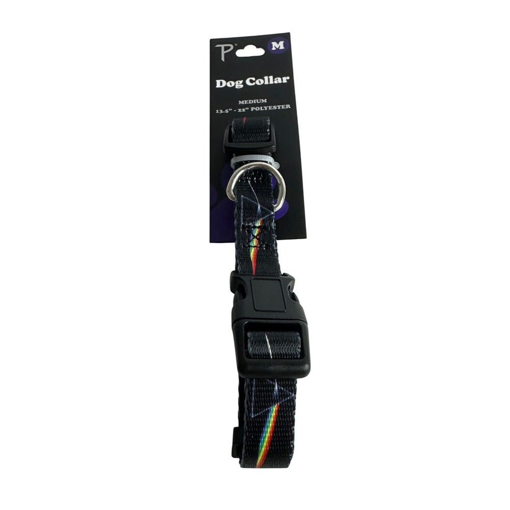 Pink Floyd Dark Side of the Moon Prism Dog Collar Medium 13.5-22"